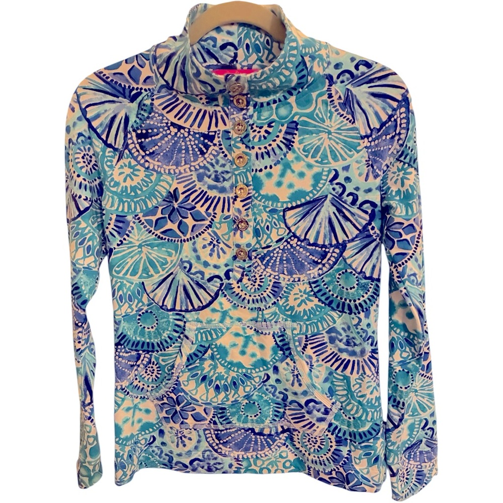Lilly Pulitzer UPF 50+ Captain Popover Turquoise Oasis Half Shell XS - Picture 5 of 7